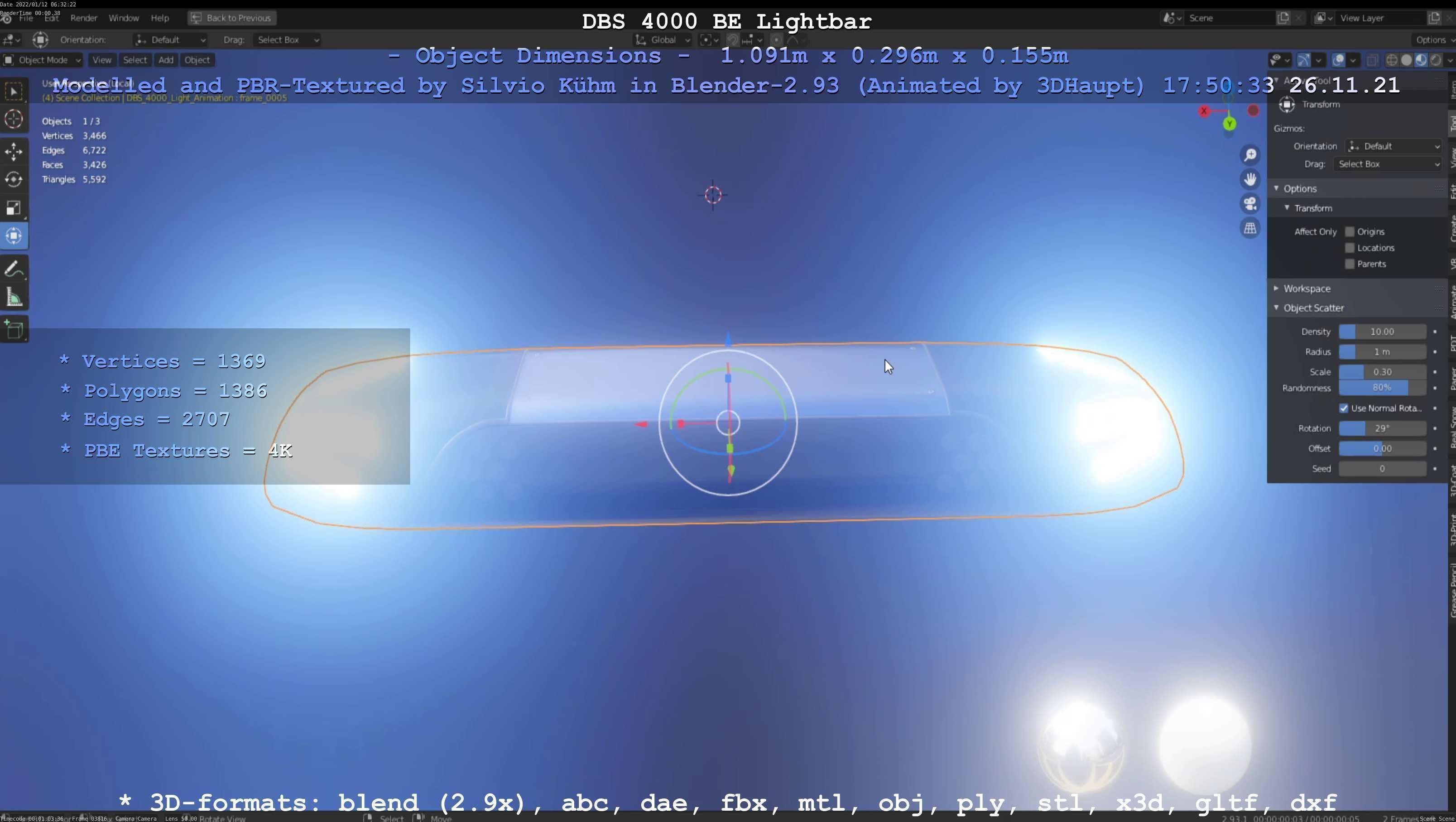 Animated DBS 4000 BE Lightbar Low-poly 3D model_98