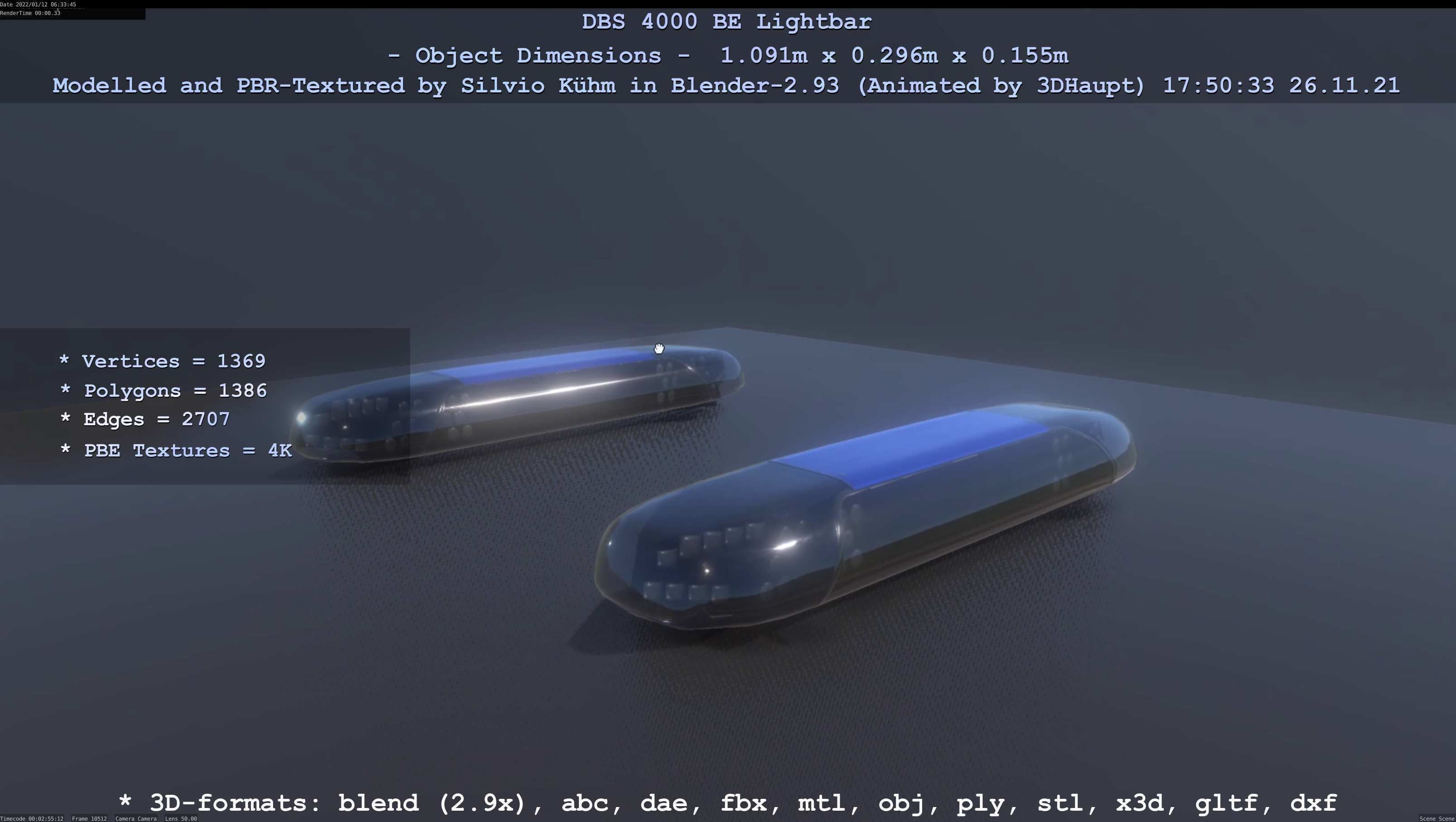 Animated DBS 4000 BE Lightbar Low-poly 3D model_45