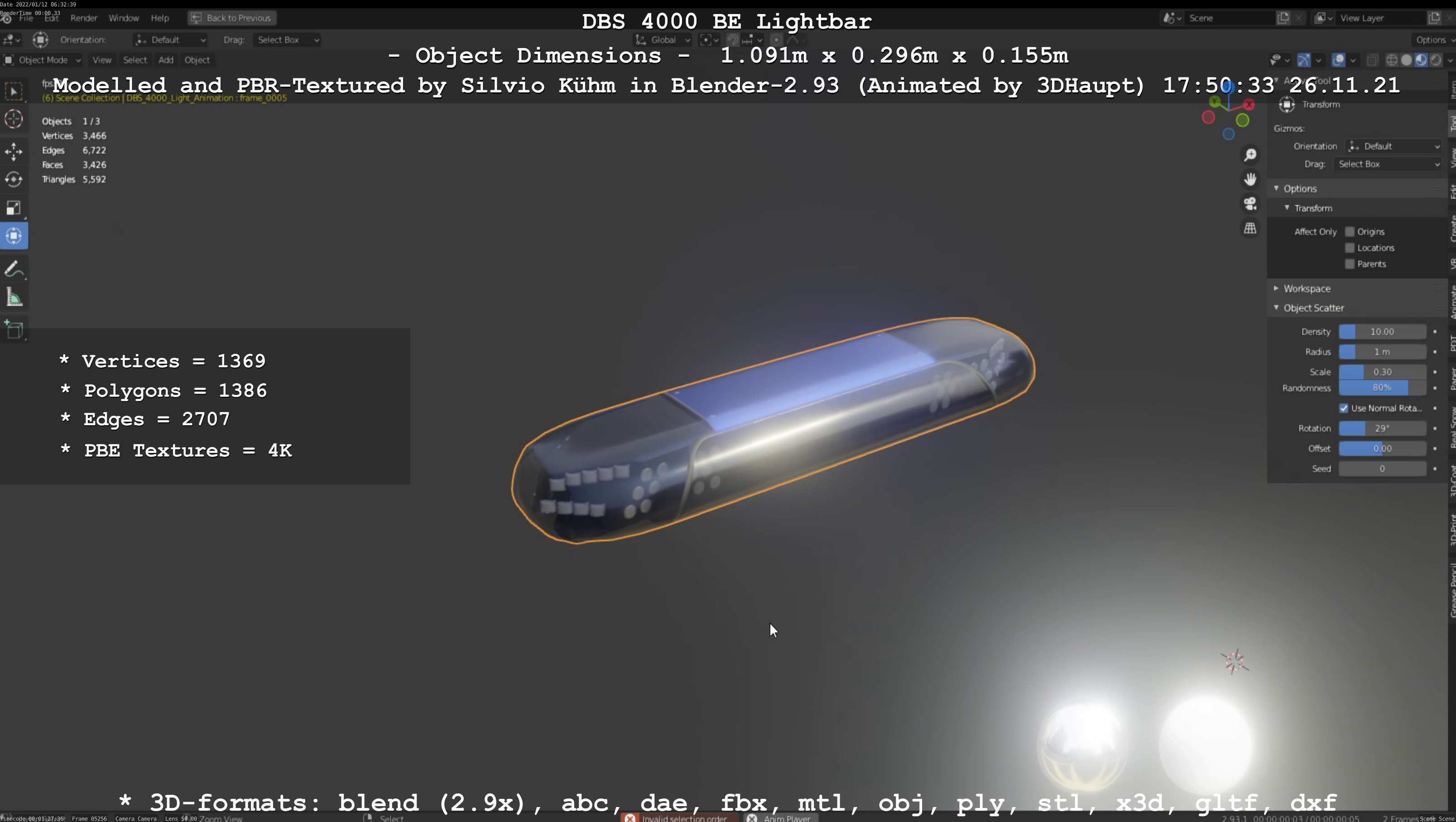 Animated DBS 4000 BE Lightbar Low-poly 3D model_105