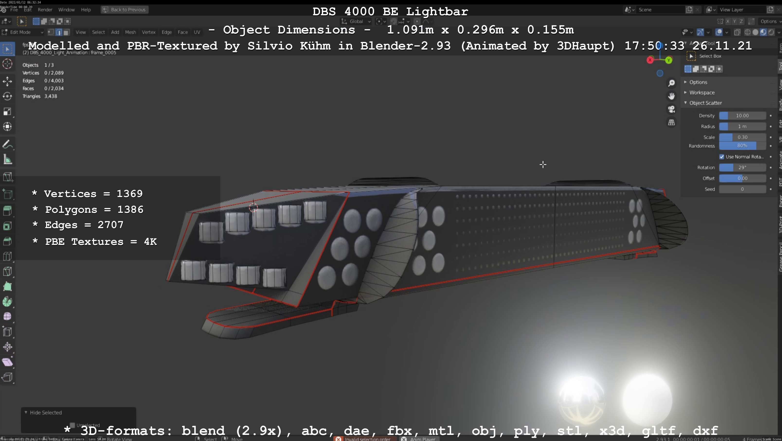Animated DBS 4000 BE Lightbar Low-poly 3D model_34