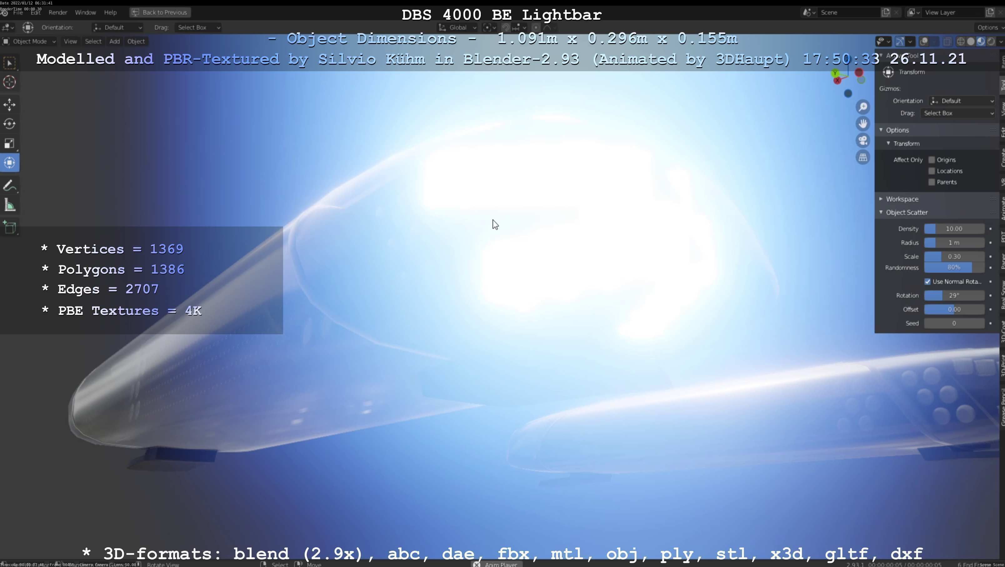 Animated DBS 4000 BE Lightbar Low-poly 3D model_40