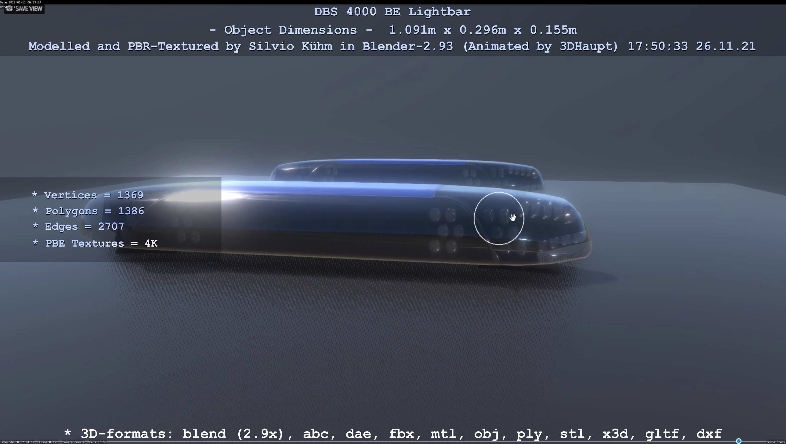 Animated DBS 4000 BE Lightbar Low-poly 3D model_29