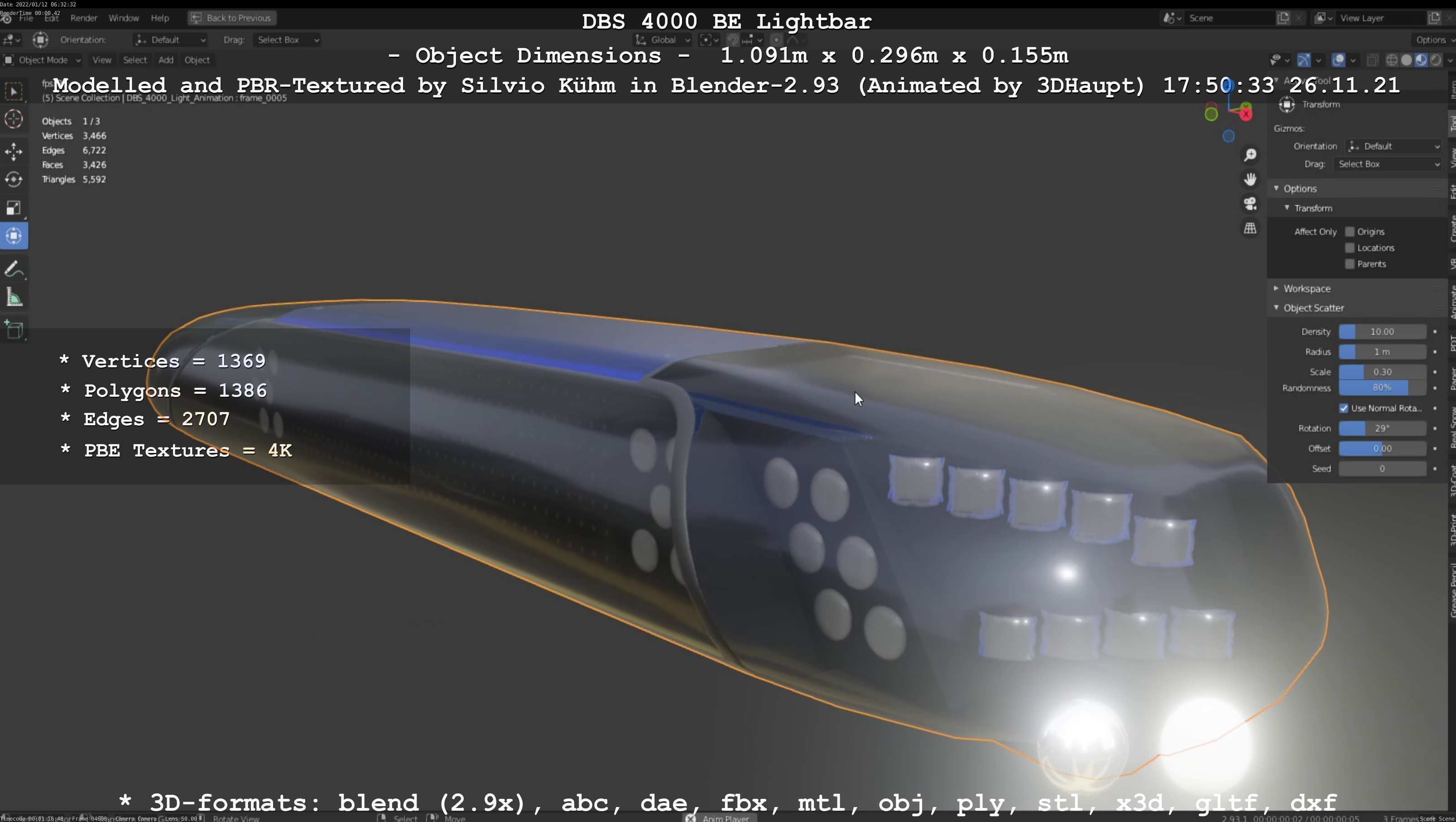 Animated DBS 4000 BE Lightbar Low-poly 3D model_22