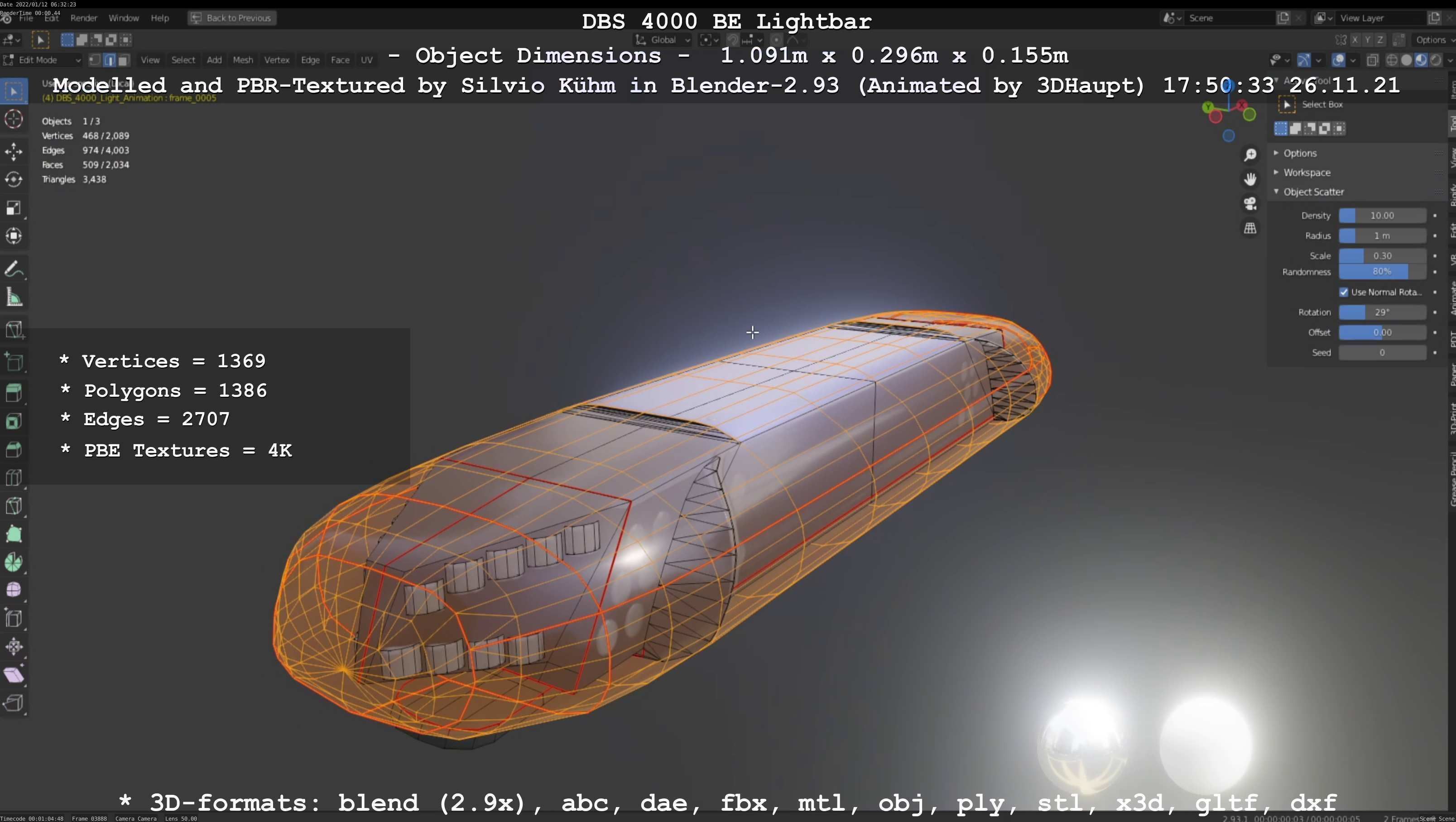 Animated DBS 4000 BE Lightbar Low-poly 3D model_114