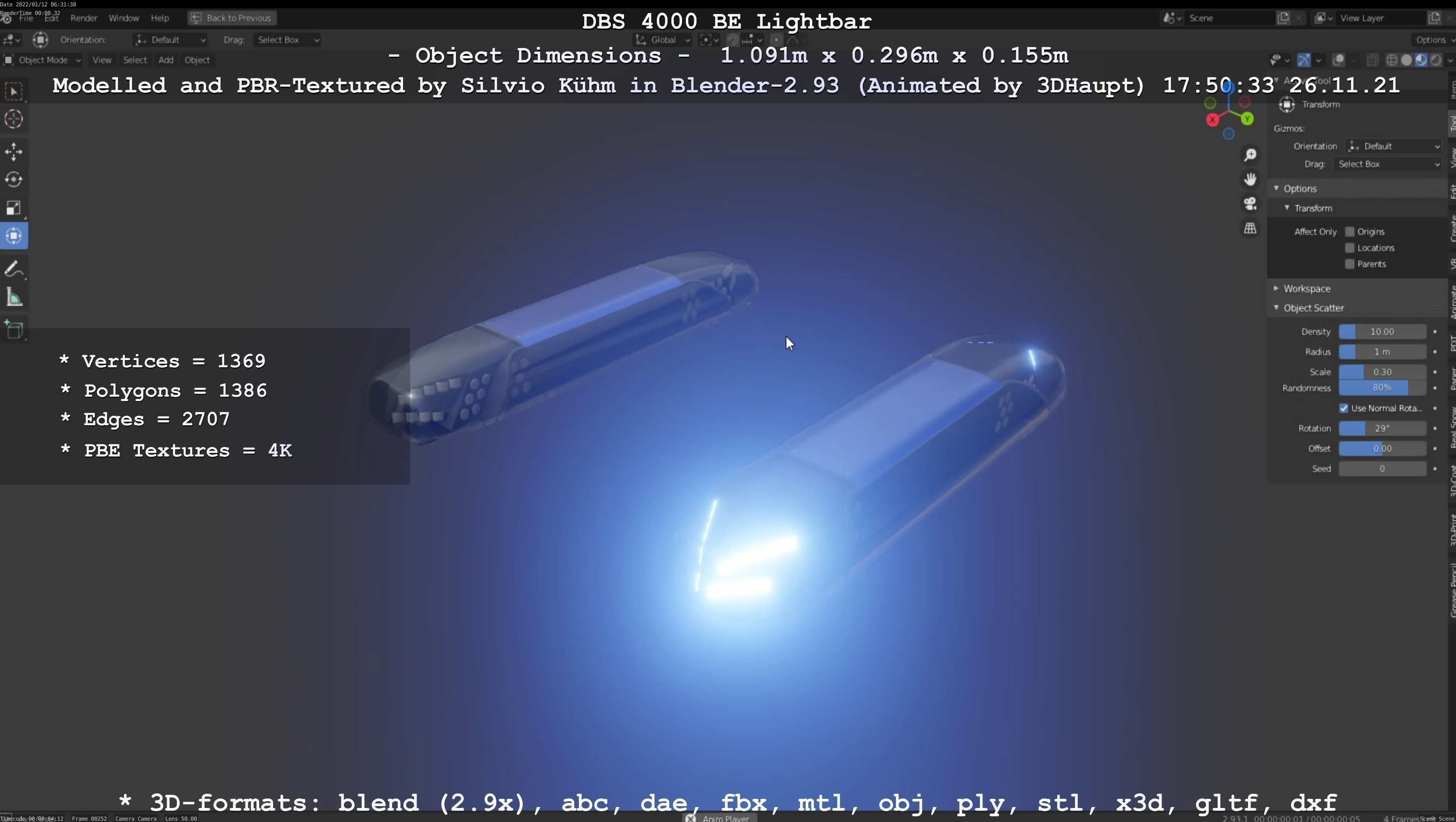 Animated DBS 4000 BE Lightbar Low-poly 3D model_38