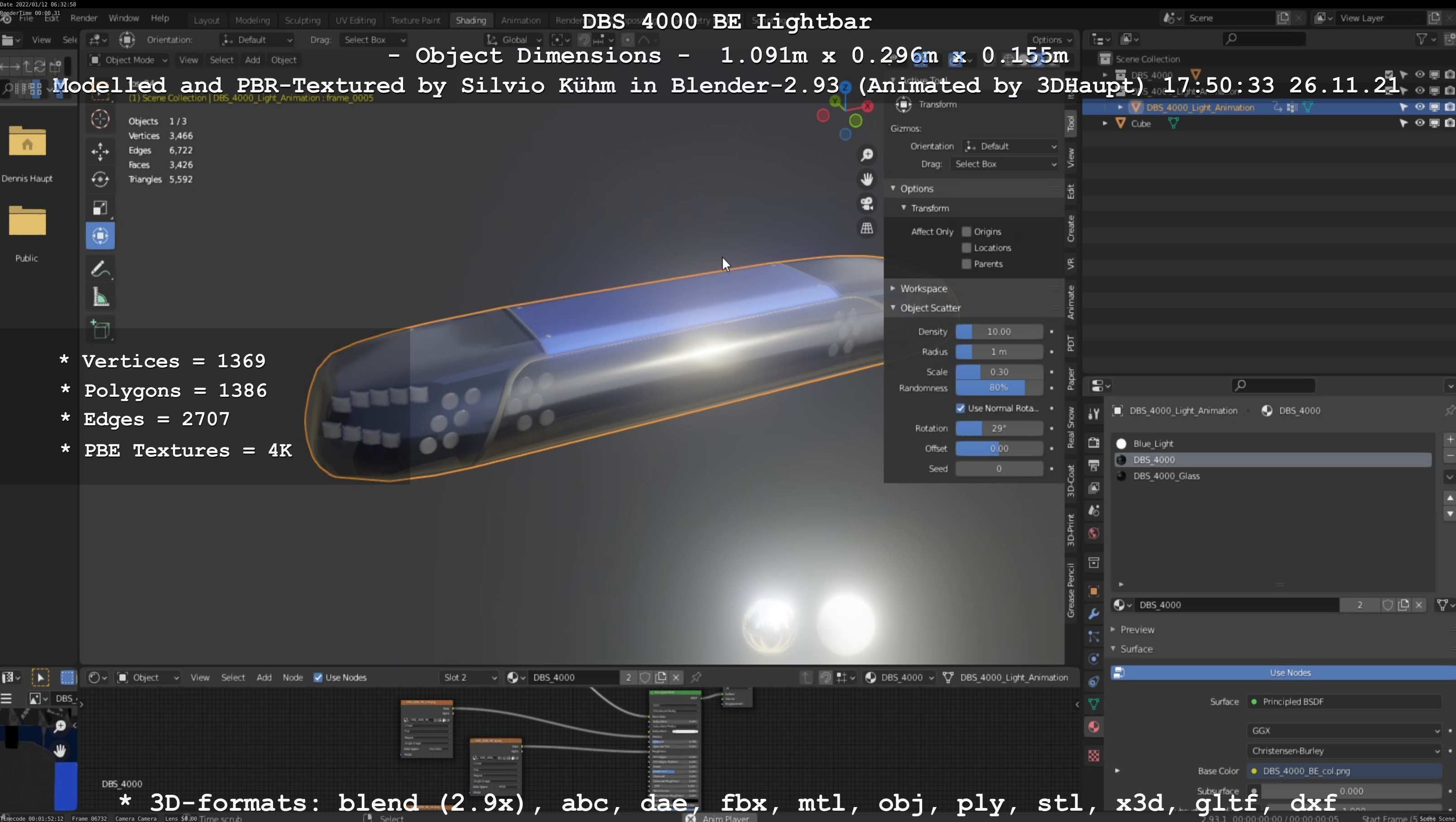 Animated DBS 4000 BE Lightbar Low-poly 3D model_23