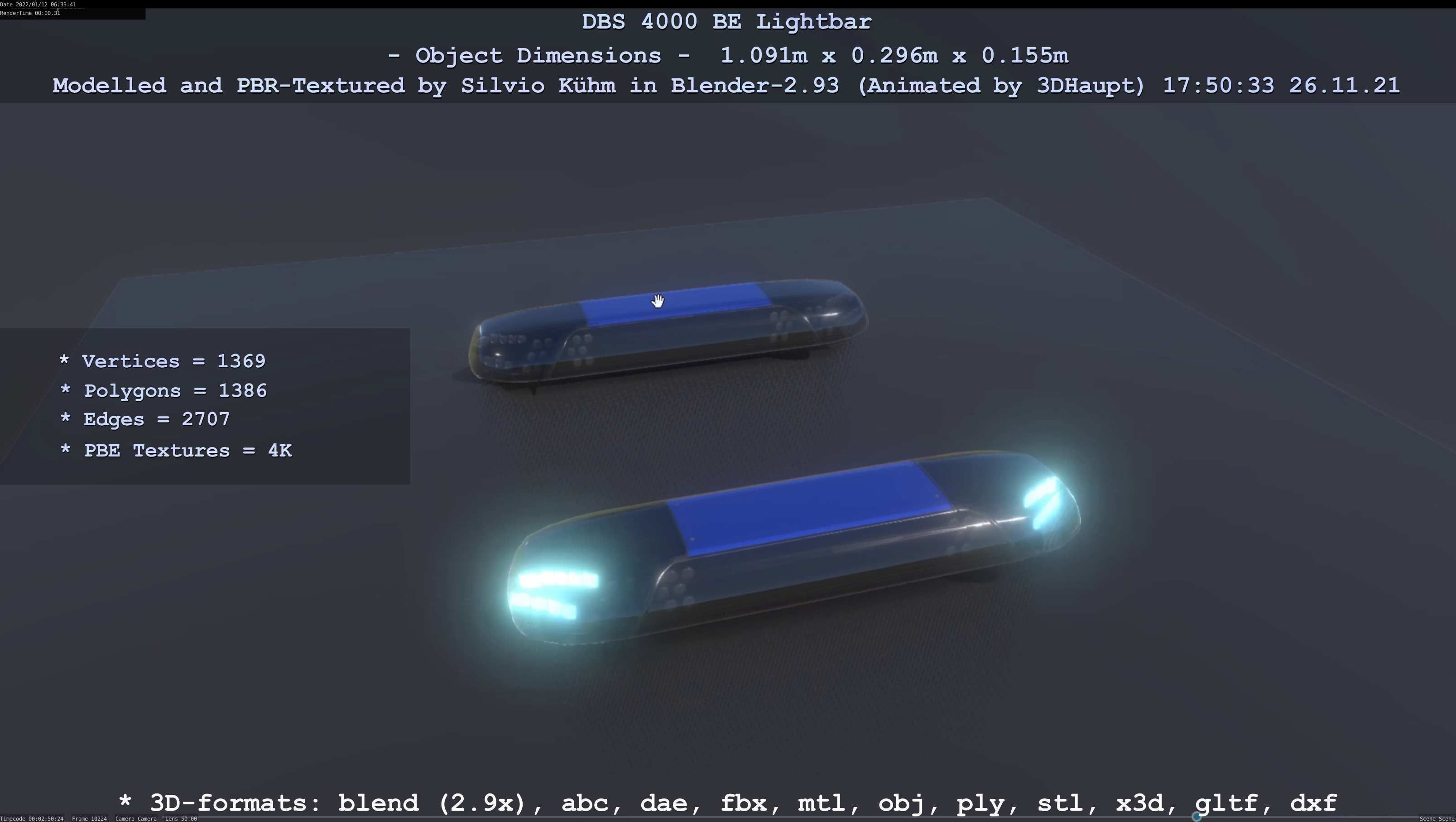 Animated DBS 4000 BE Lightbar Low-poly 3D model_39