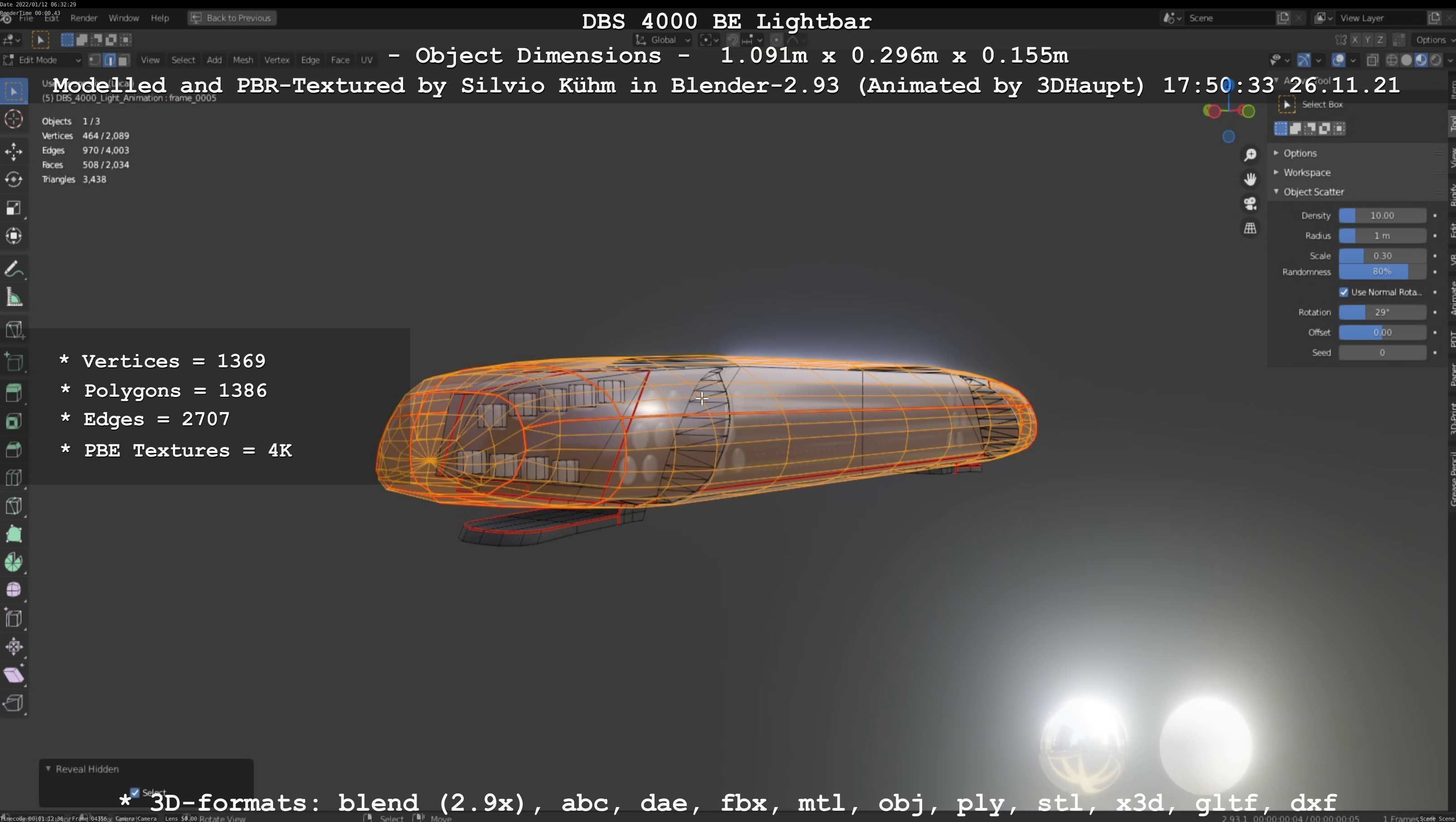 Animated DBS 4000 BE Lightbar Low-poly 3D model_116