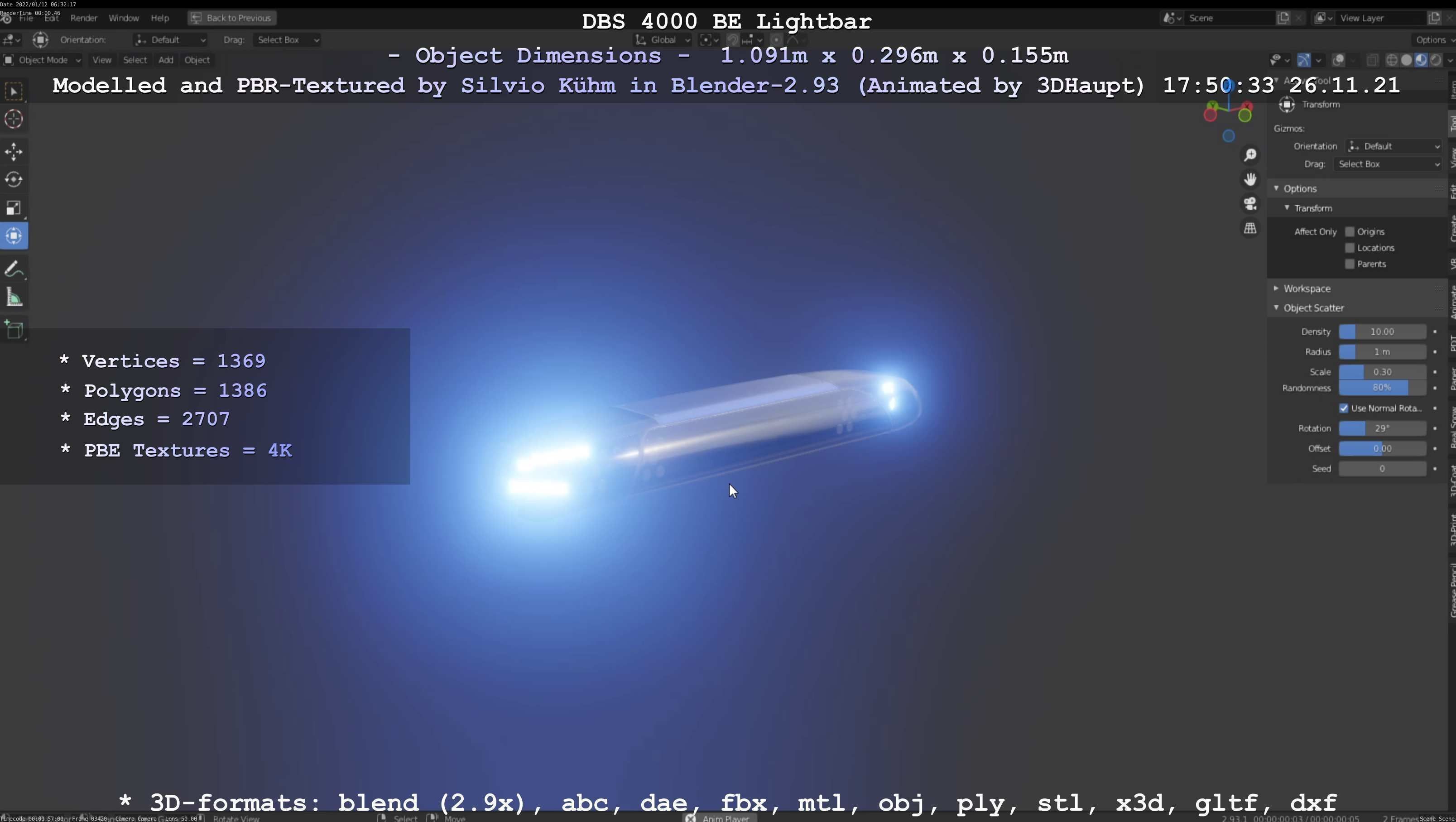 Animated DBS 4000 BE Lightbar Low-poly 3D model_99