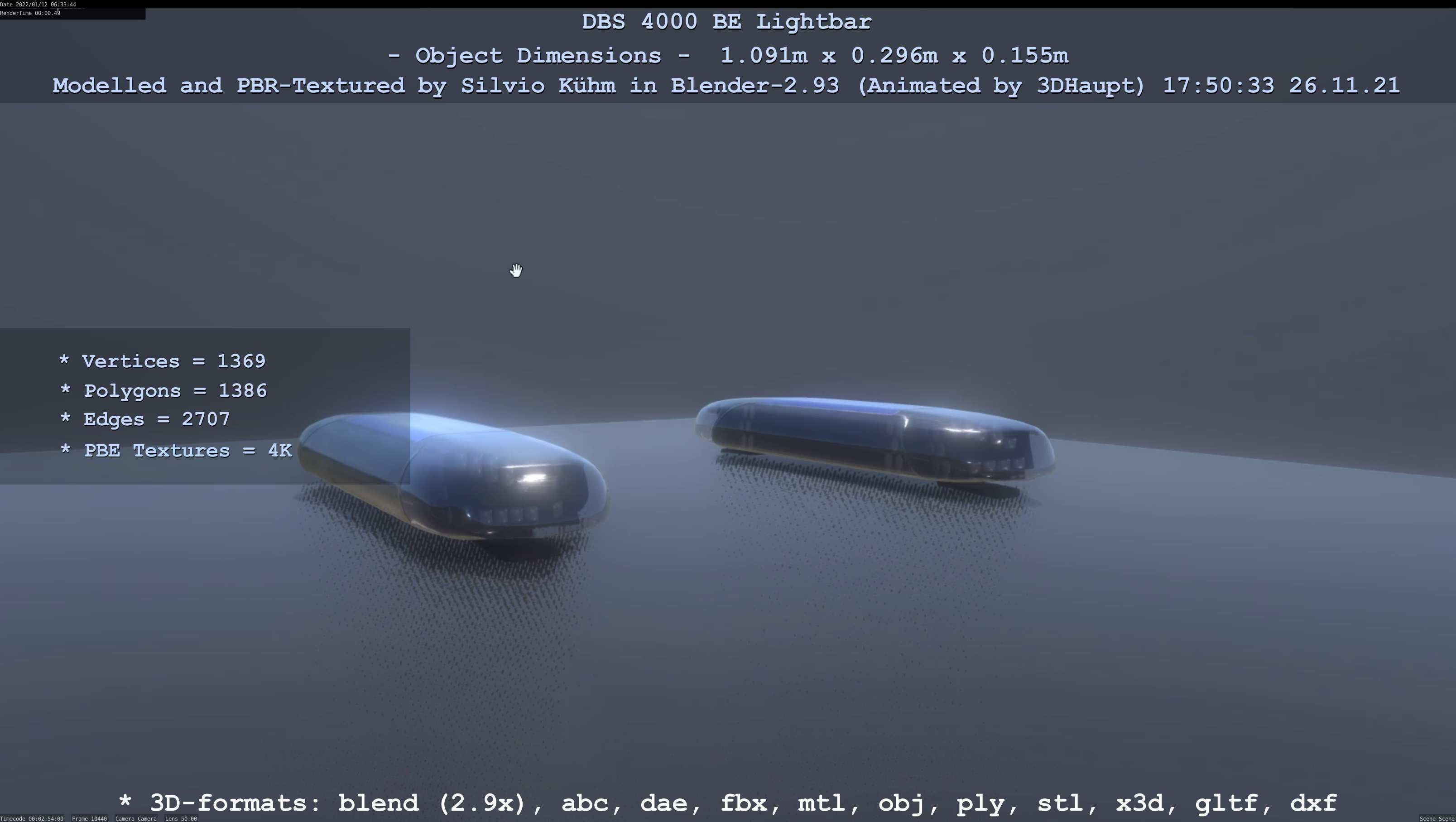 Animated DBS 4000 BE Lightbar Low-poly 3D model_32