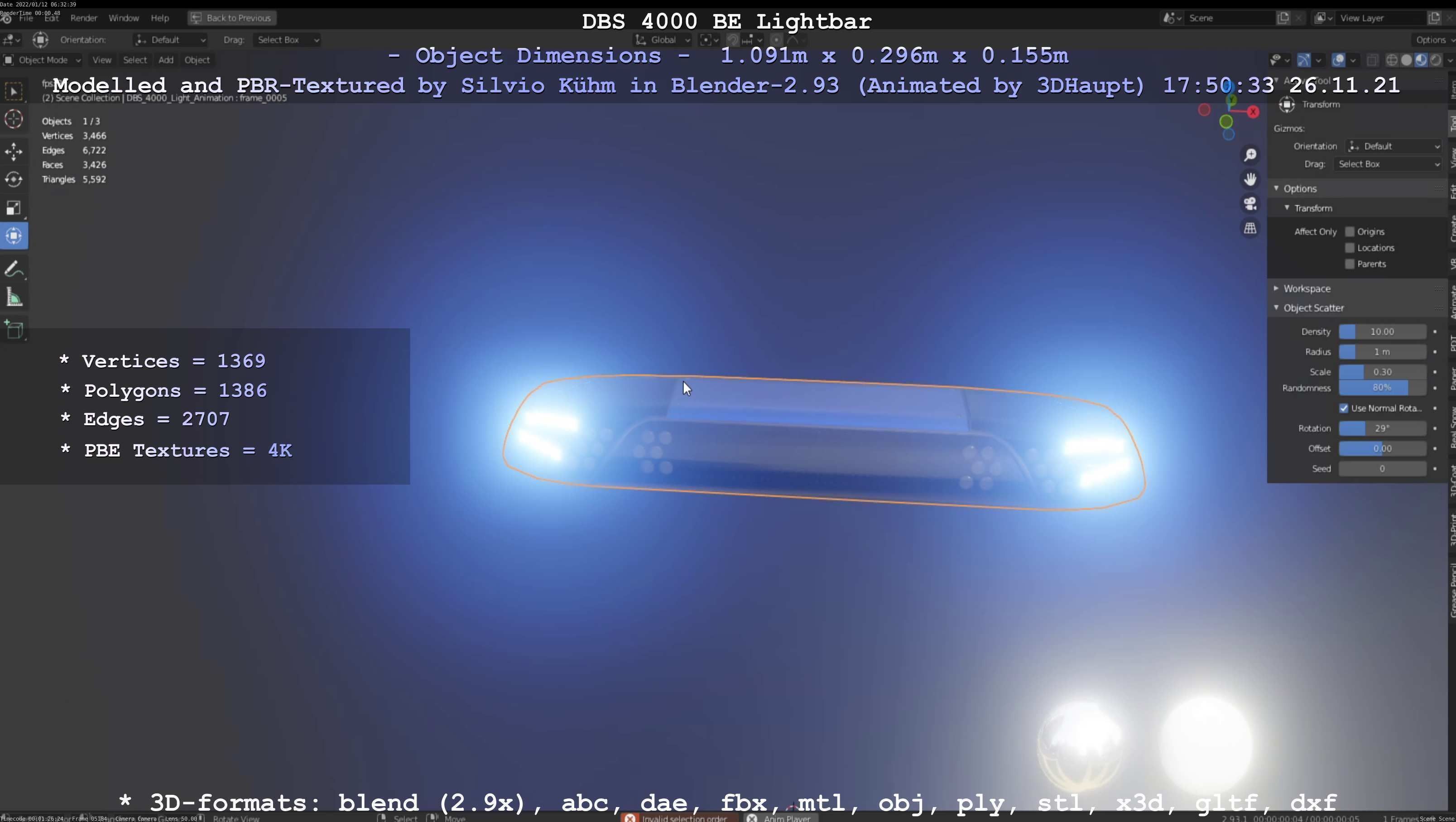 Animated DBS 4000 BE Lightbar Low-poly 3D model_108