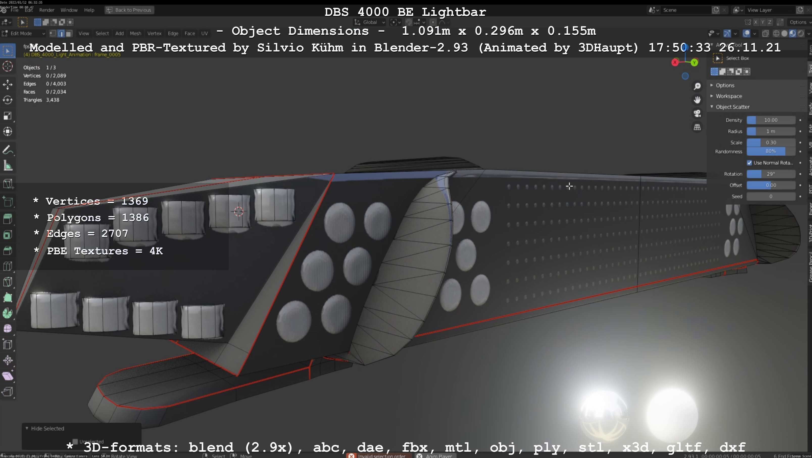 Animated DBS 4000 BE Lightbar Low-poly 3D model_109