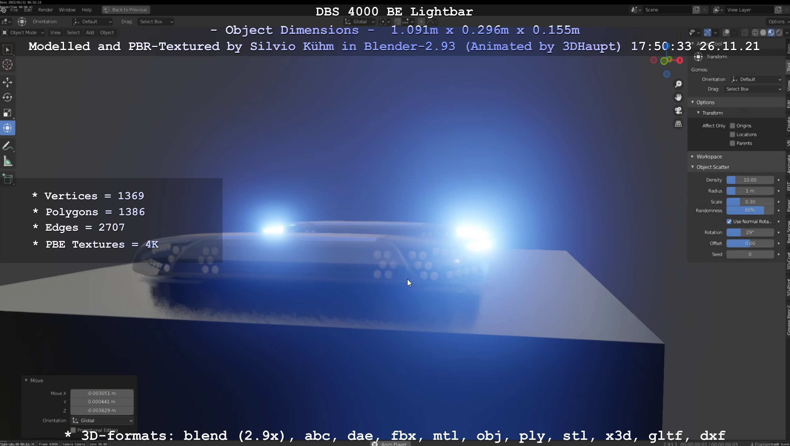 Animated DBS 4000 BE Lightbar Low-poly 3D model_90