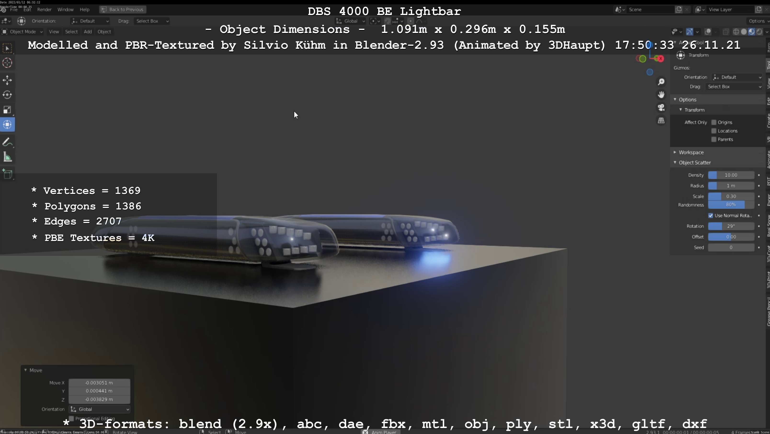 Animated DBS 4000 BE Lightbar Low-poly 3D model_93