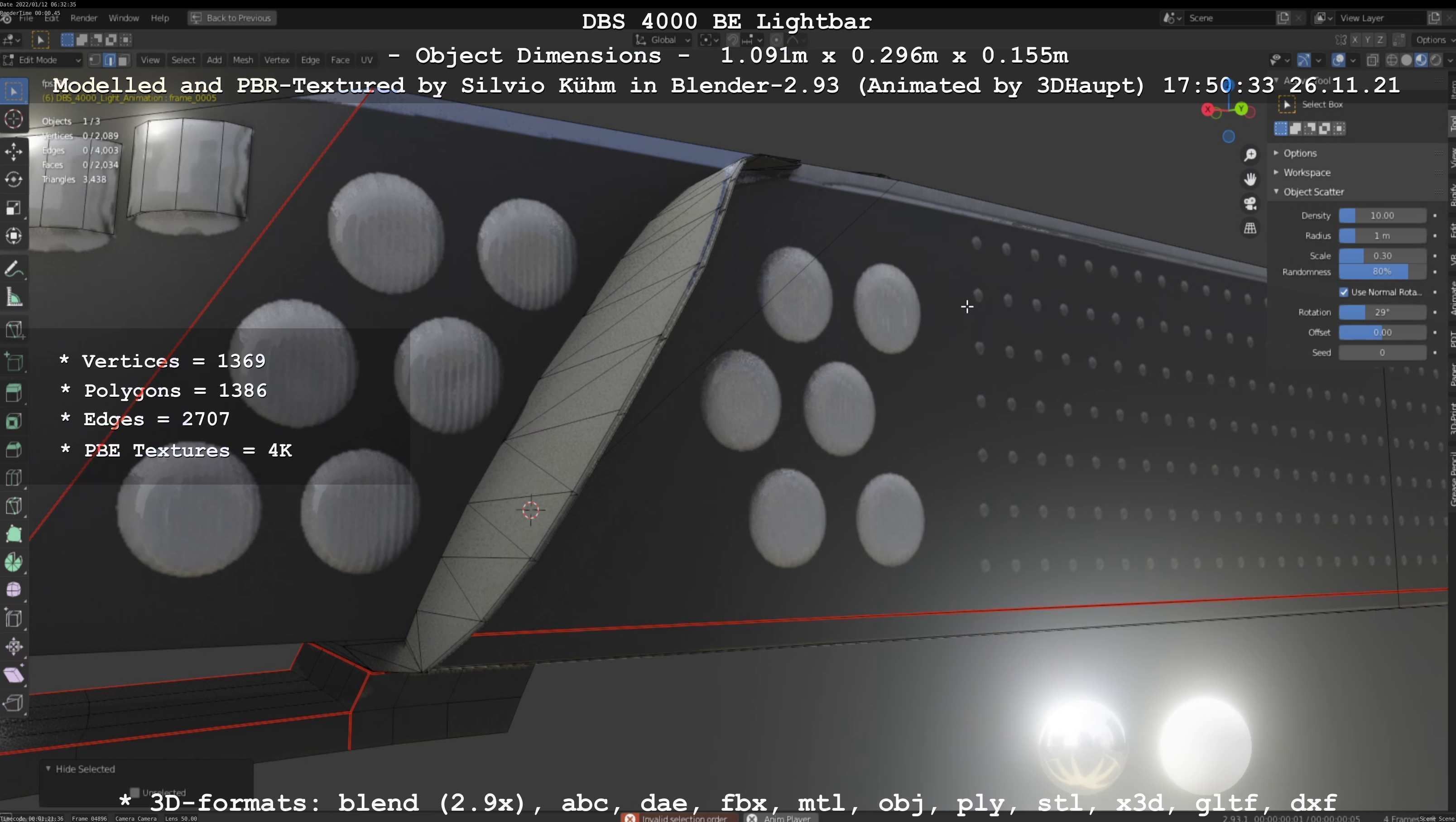Animated DBS 4000 BE Lightbar Low-poly 3D model_24
