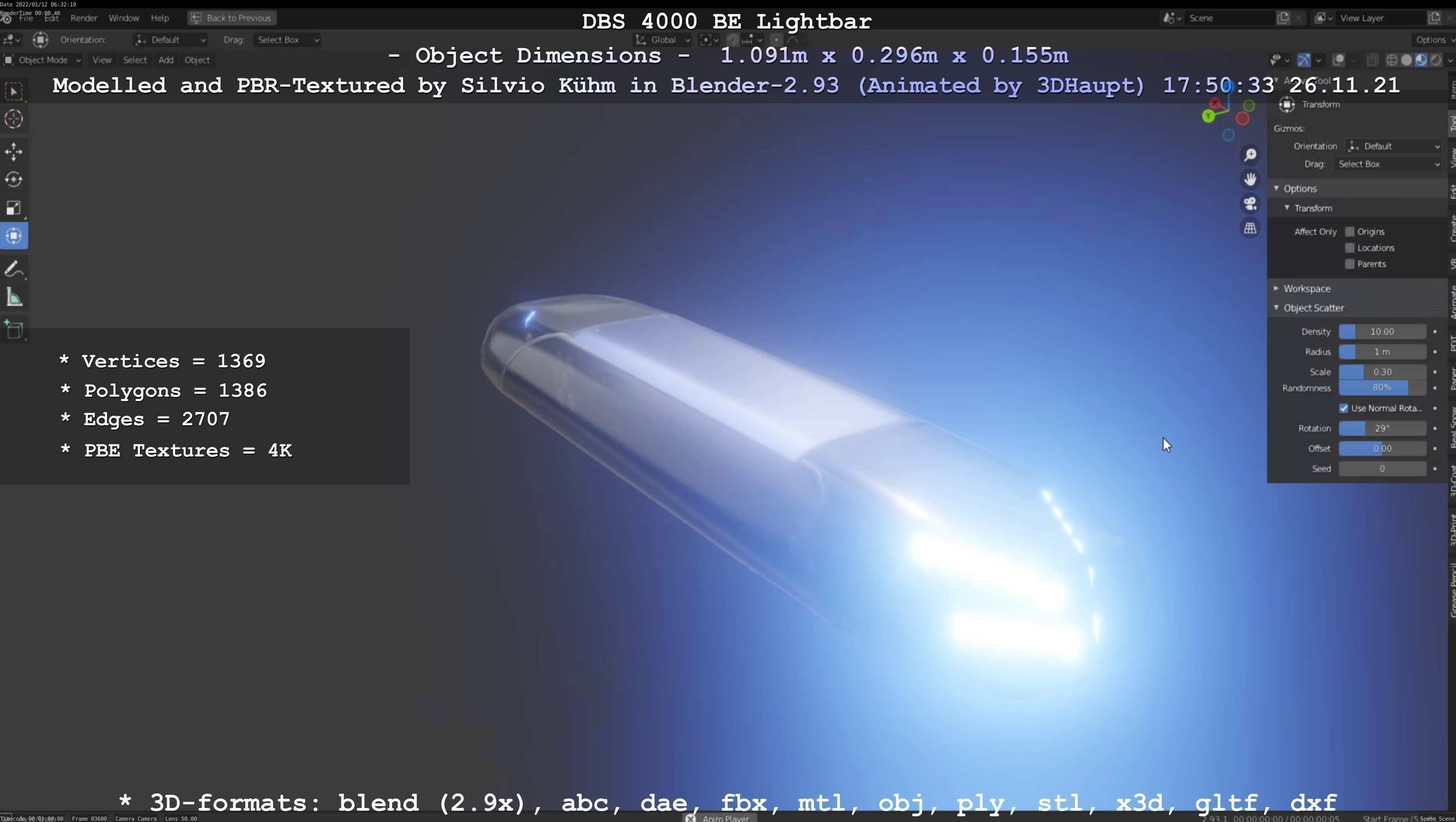 Animated DBS 4000 BE Lightbar Low-poly 3D model_96