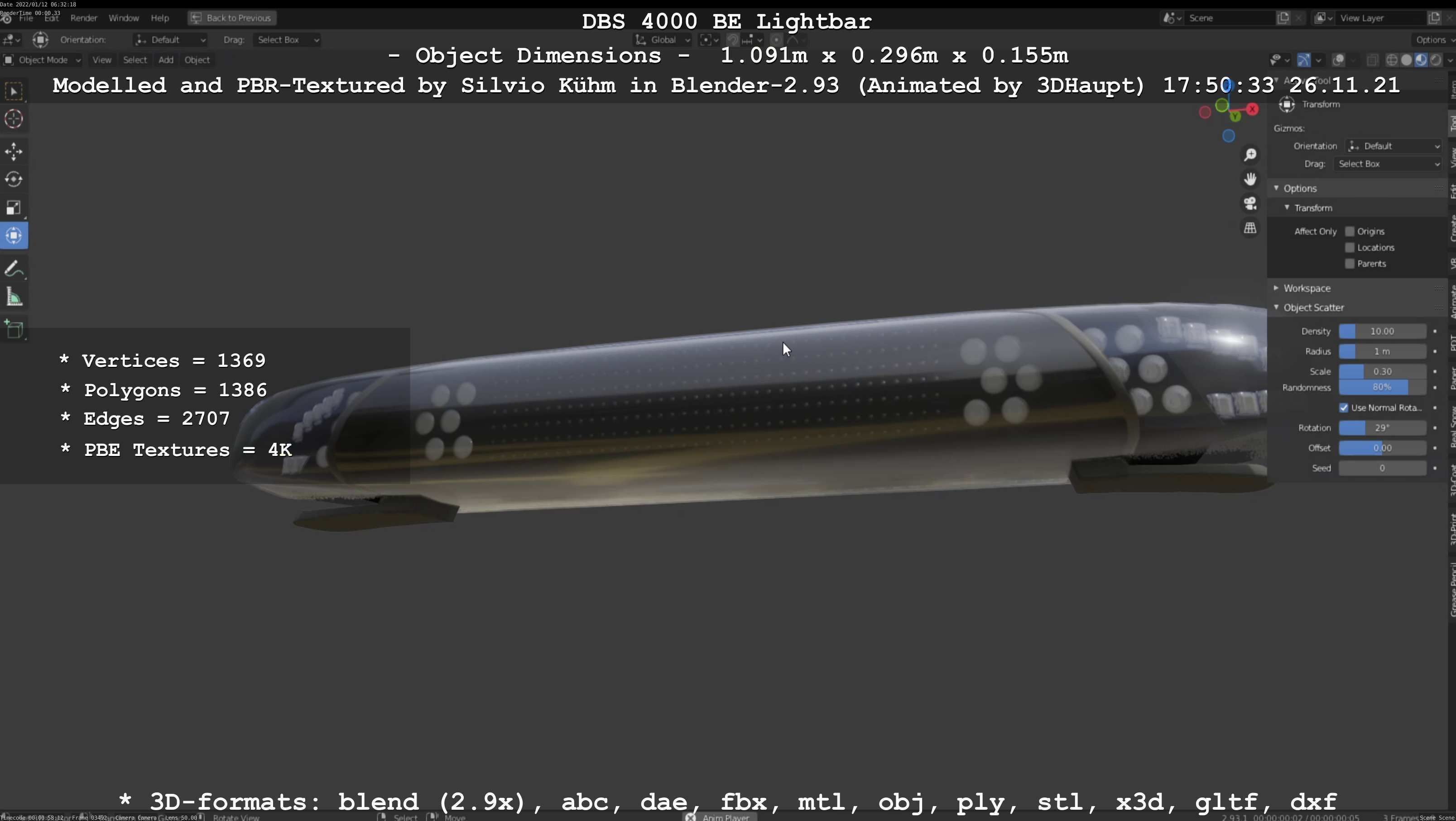 Animated DBS 4000 BE Lightbar Low-poly 3D model_50