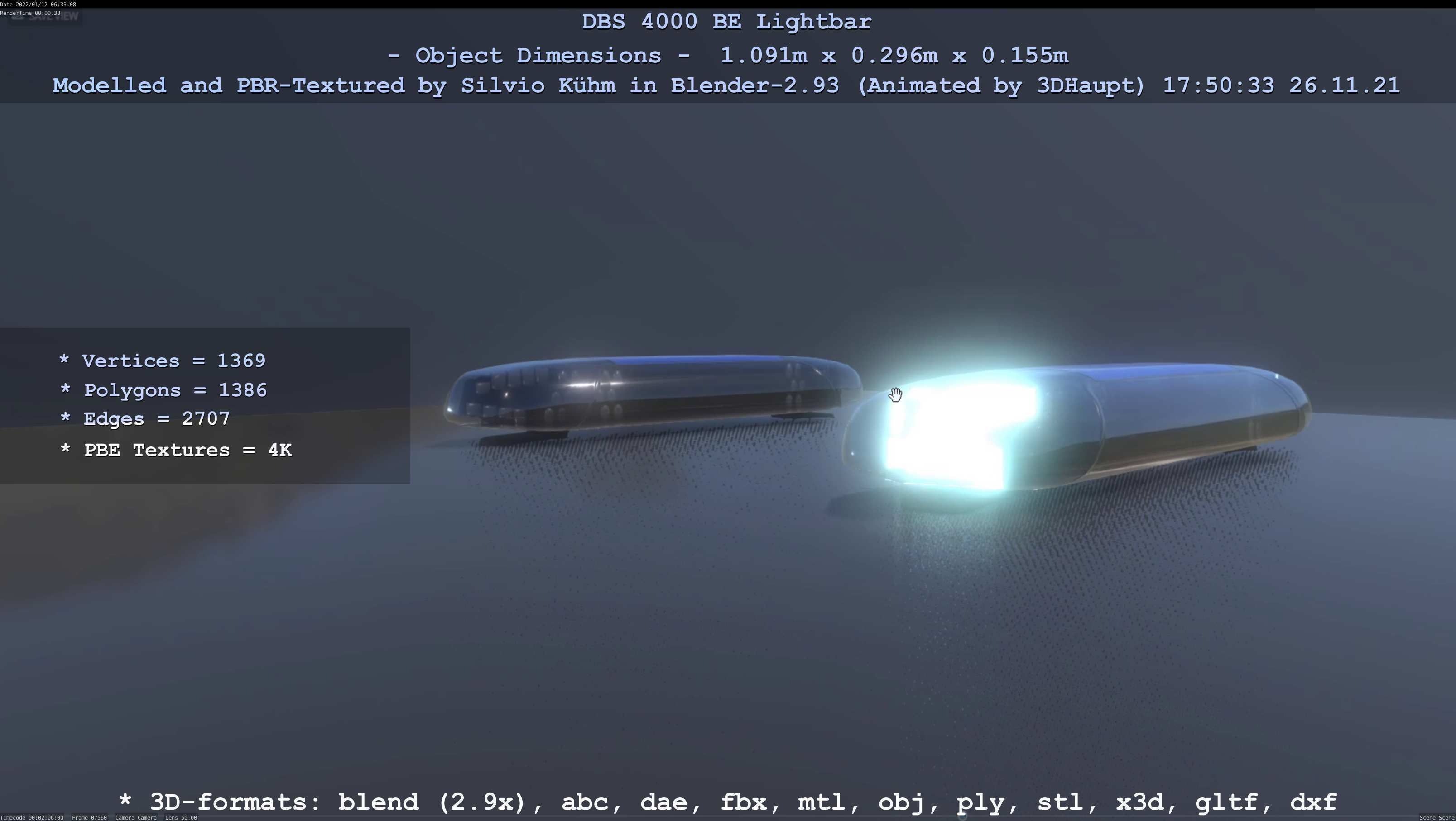 Animated DBS 4000 BE Lightbar Low-poly 3D model_57