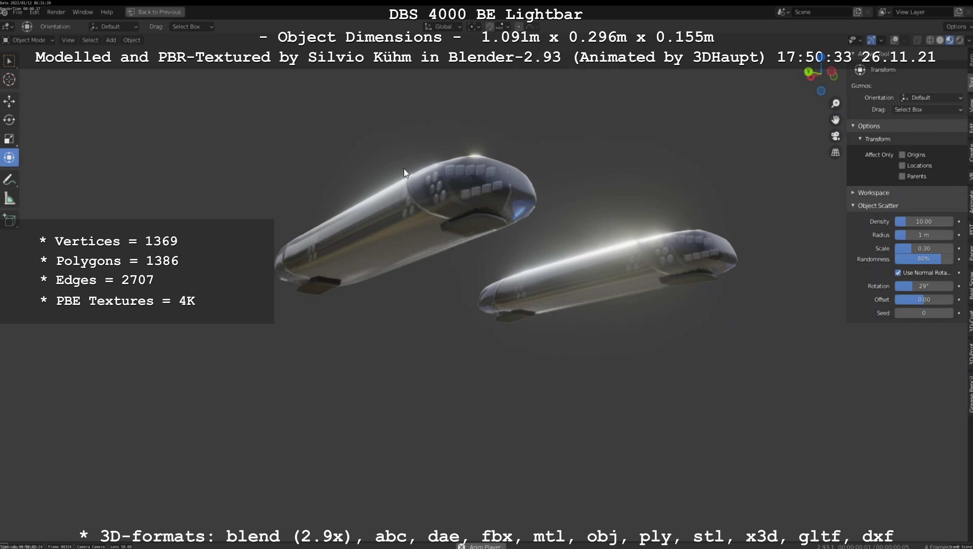 Animated DBS 4000 BE Lightbar Low-poly 3D model_147