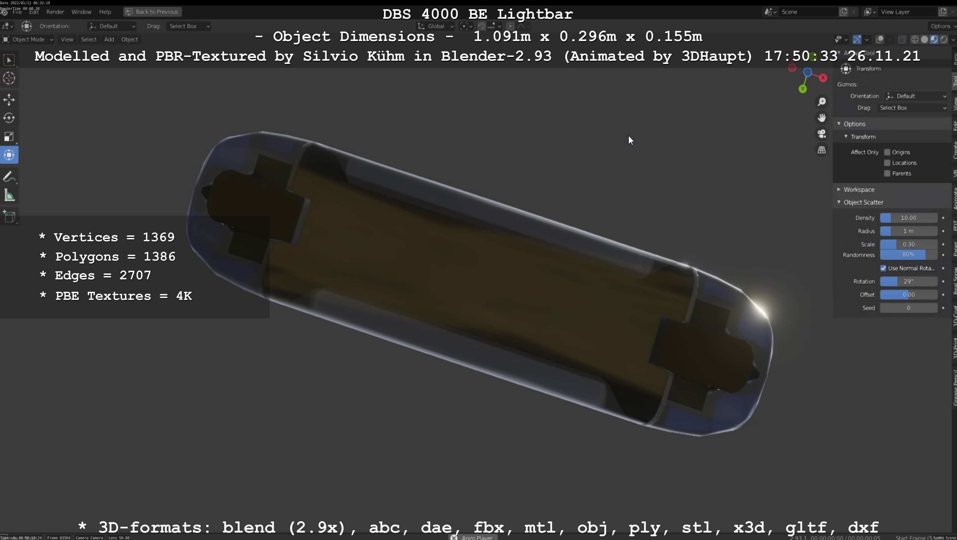 Animated DBS 4000 BE Lightbar Low-poly 3D model_92