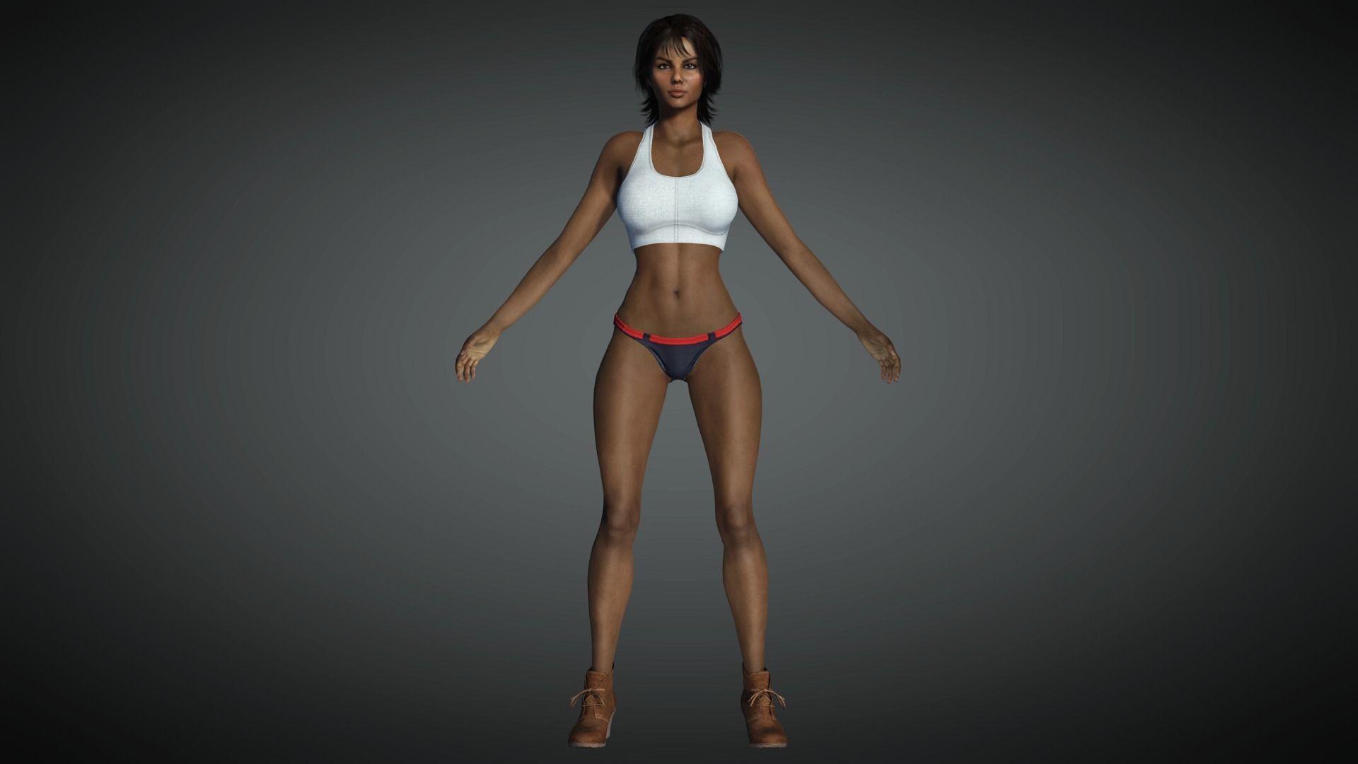 AAA Realistic Female Character 26 Low-poly 3D model_5