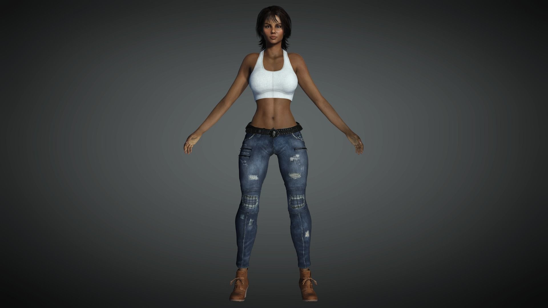 AAA Realistic Female Character 26 Low-poly 3D model_2