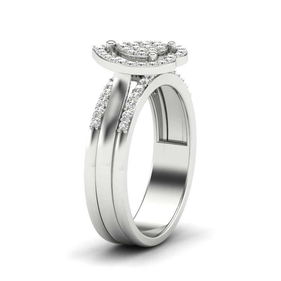 Solitaire Diamond Art Wedding Engagement Heart Ring 3D print model_9
