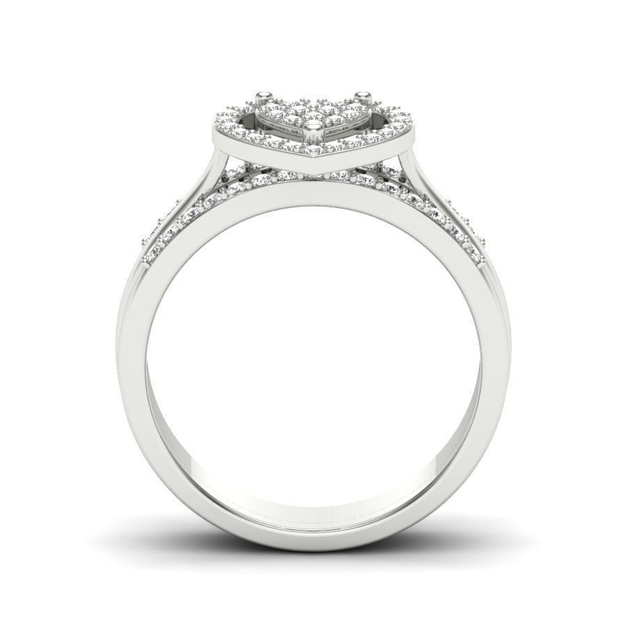 Solitaire Diamond Art Wedding Engagement Heart Ring 3D print model_8