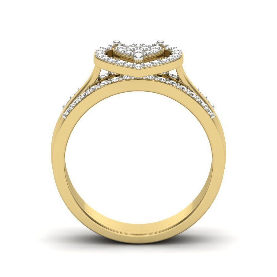 Solitaire Diamond Art Wedding Engagement Heart Ring 3D print model_3