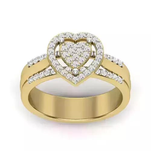 Solitaire Diamond Art Wedding Engagement Heart Ring  3D print model