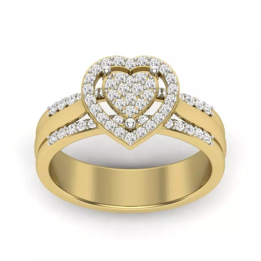 Solitaire Diamond Art Wedding Engagement Heart Ring 3D print model_0