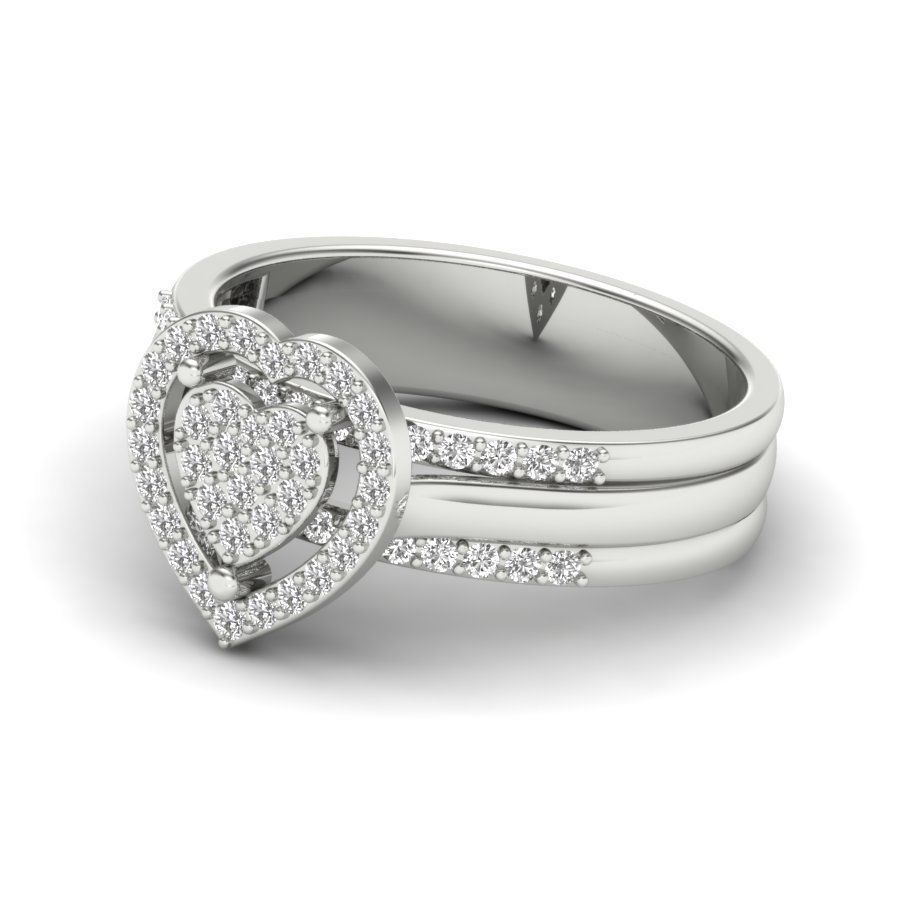 Solitaire Diamond Art Wedding Engagement Heart Ring 3D print model_10