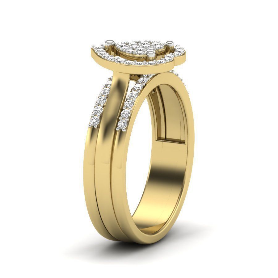 Solitaire Diamond Art Wedding Engagement Heart Ring 3D print model_4