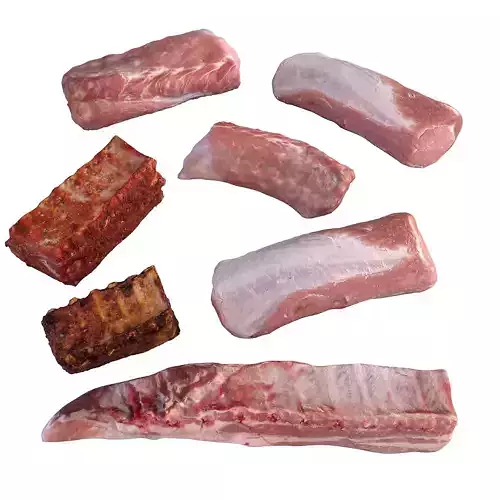 Meat set cuts of 3D model