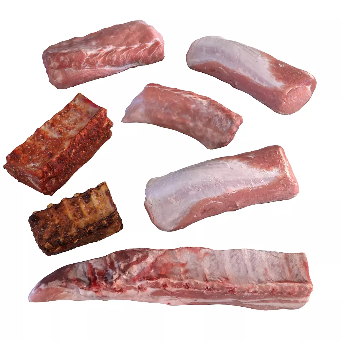Meat set cuts of 3D model_0
