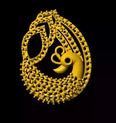 Sidepiece gold peacock pendant