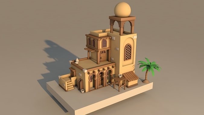 Desert house Low-poly 3D model