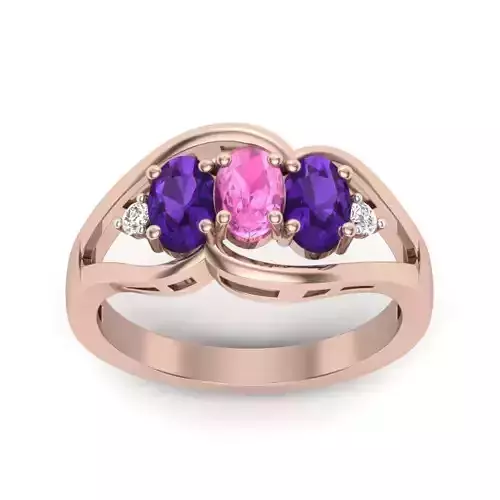 Wedding Engagement Oval Stone Ring 3dm stl render detail 