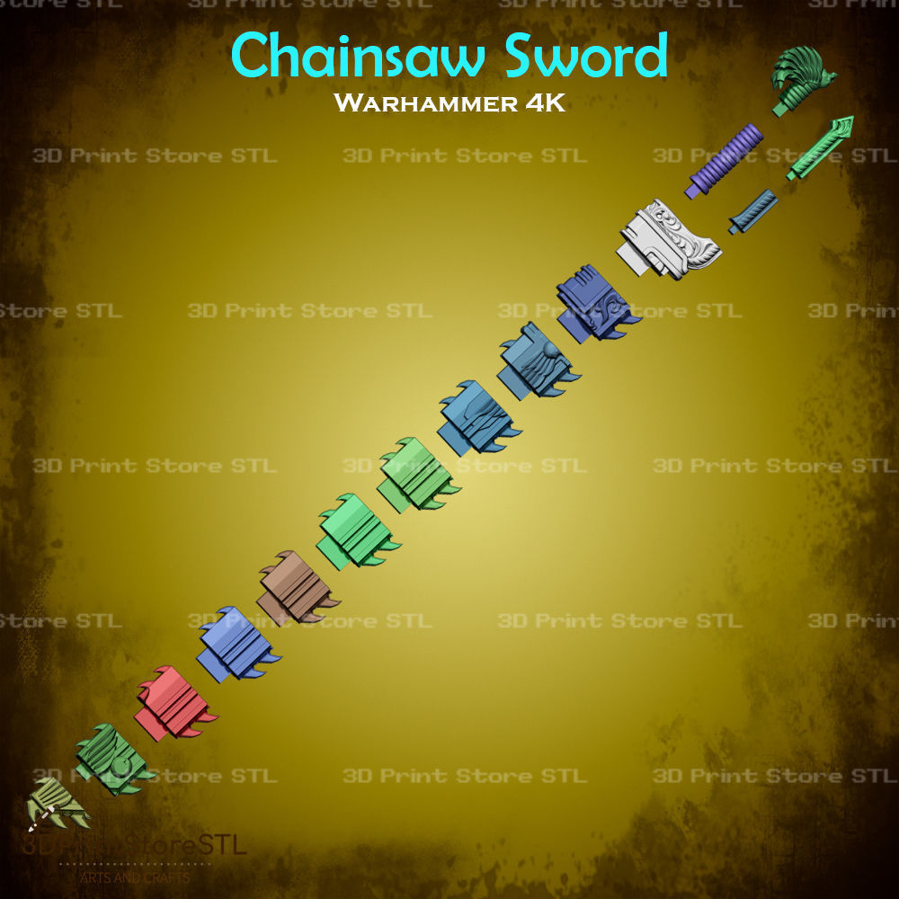 Chainsaw Sword Cosplay Warhammer 40K - STL File 3D print model_2