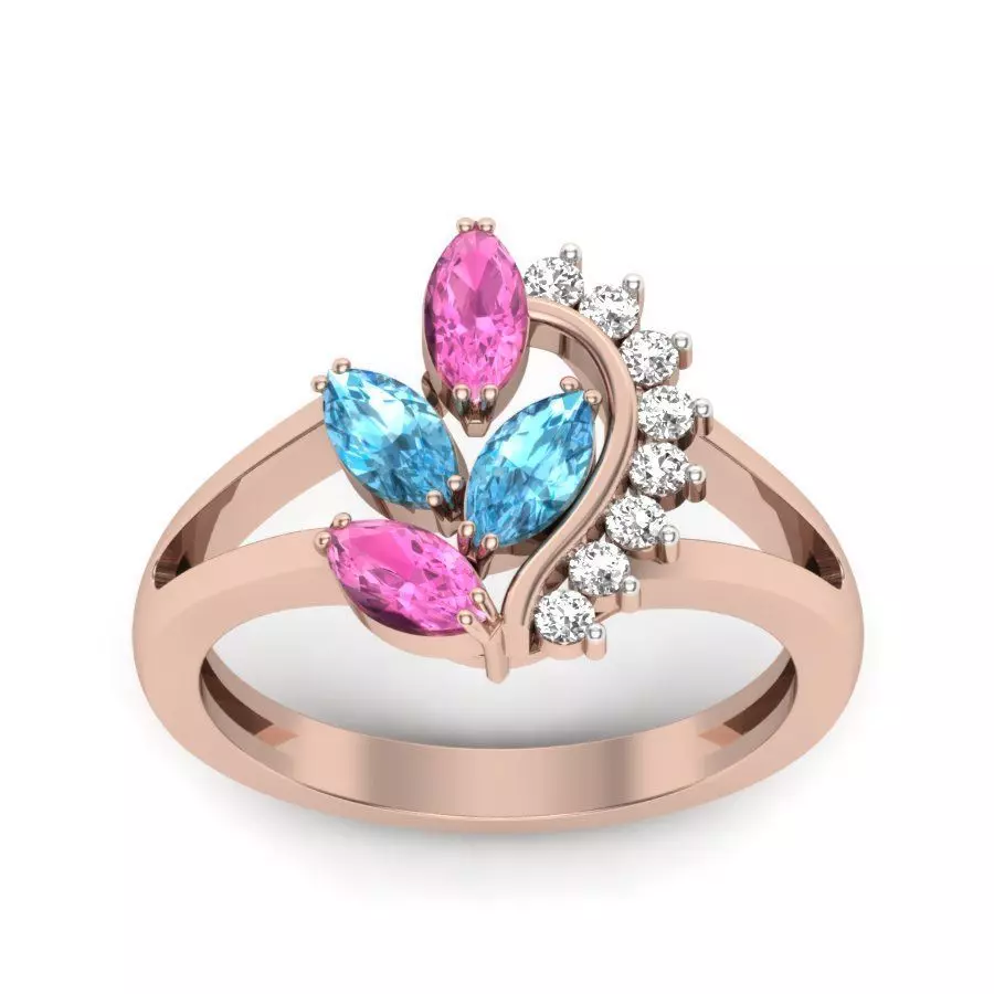 Engagement Solitaire Marquise Stone Ring 3D print model