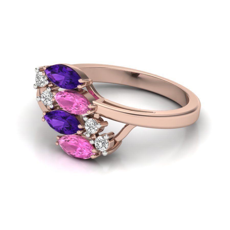 Solitaire Wedding Engagement Marquise Stone Ring 3D print model_7