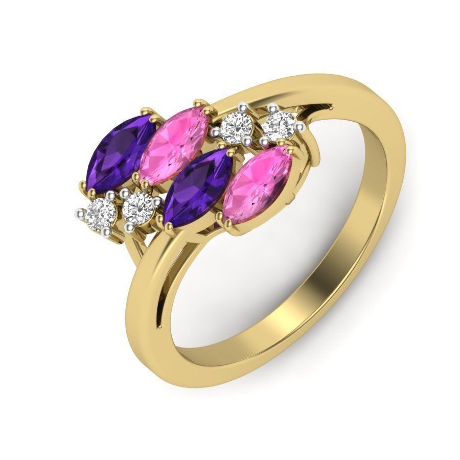 Solitaire Wedding Engagement Marquise Stone Ring 3D print model_1