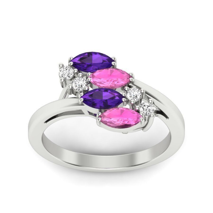 Solitaire Wedding Engagement Marquise Stone Ring 3D print model_8