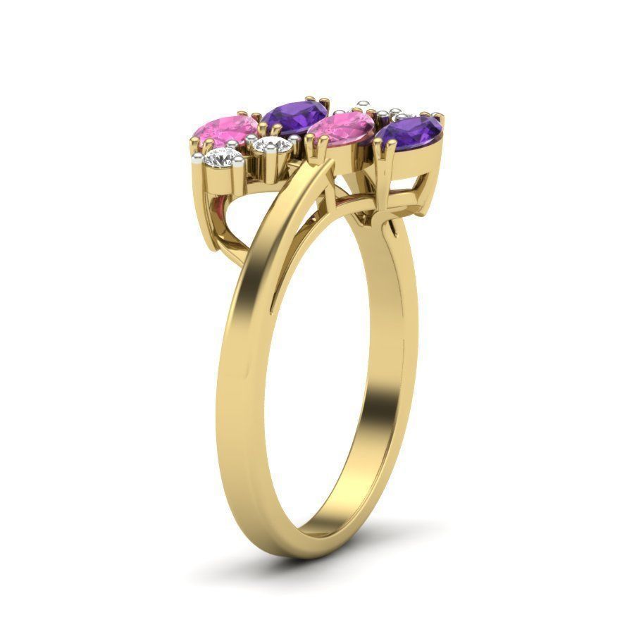 Solitaire Wedding Engagement Marquise Stone Ring 3D print model_2