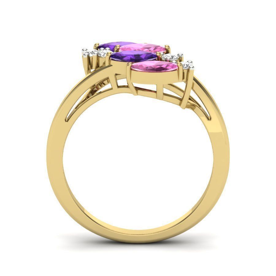 Solitaire Wedding Engagement Marquise Stone Ring 3D print model_3