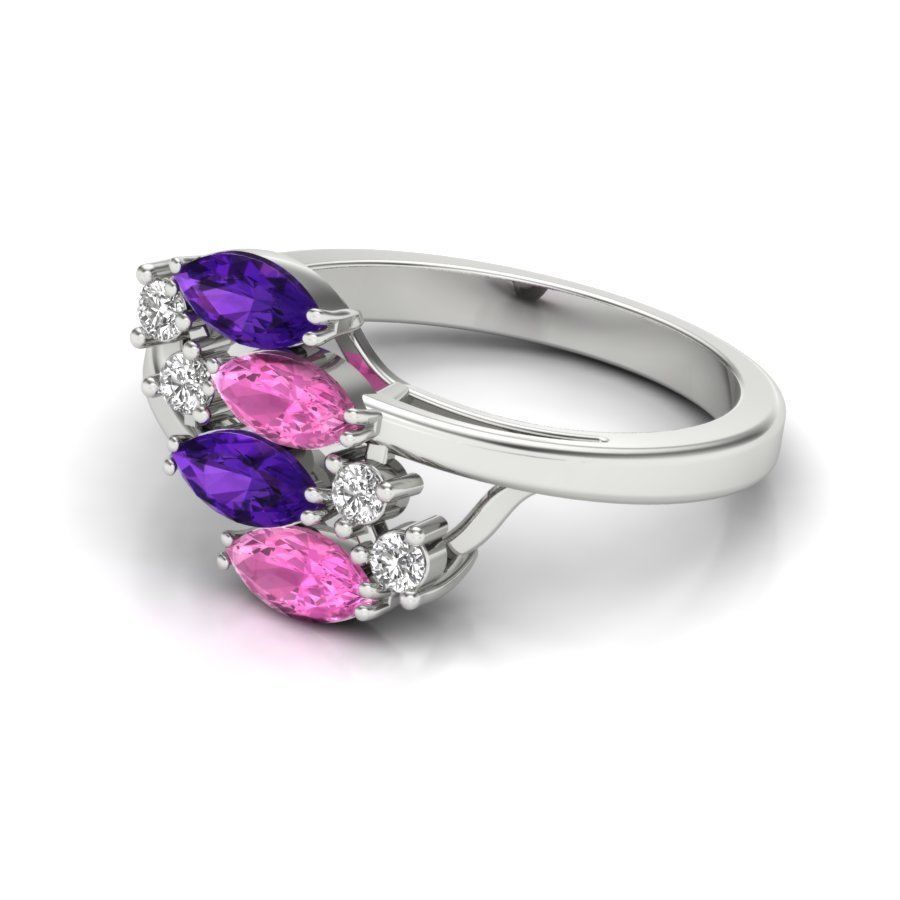 Solitaire Wedding Engagement Marquise Stone Ring 3D print model_11