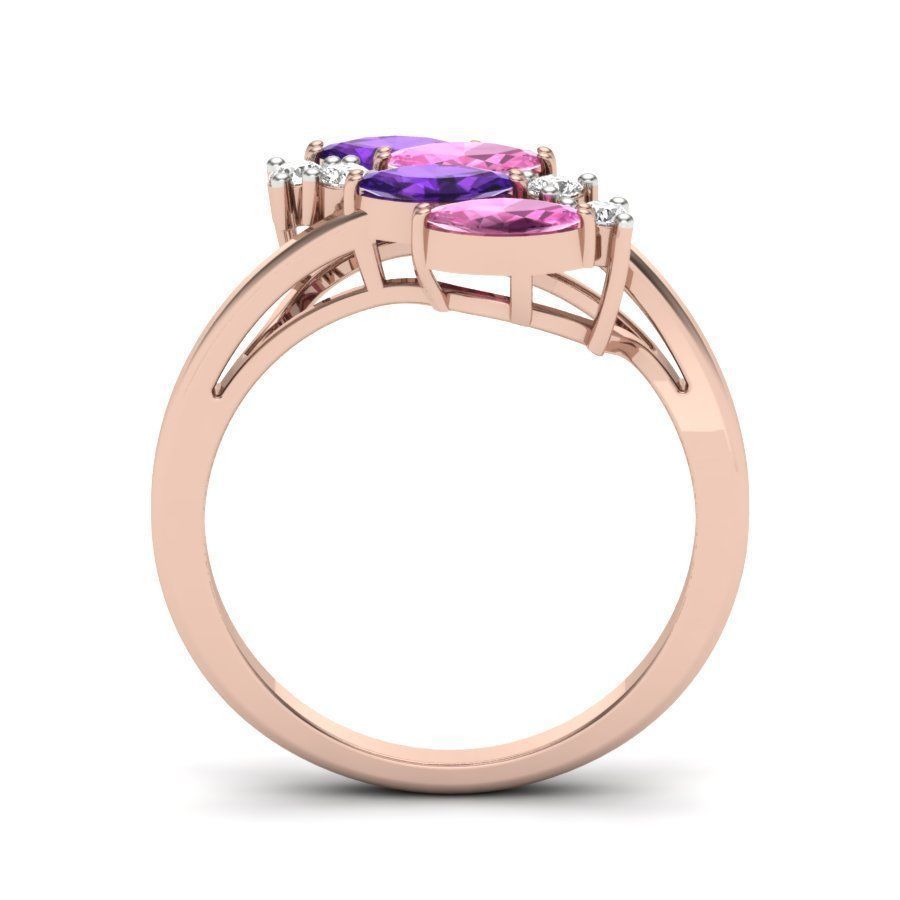 Solitaire Wedding Engagement Marquise Stone Ring 3D print model_12