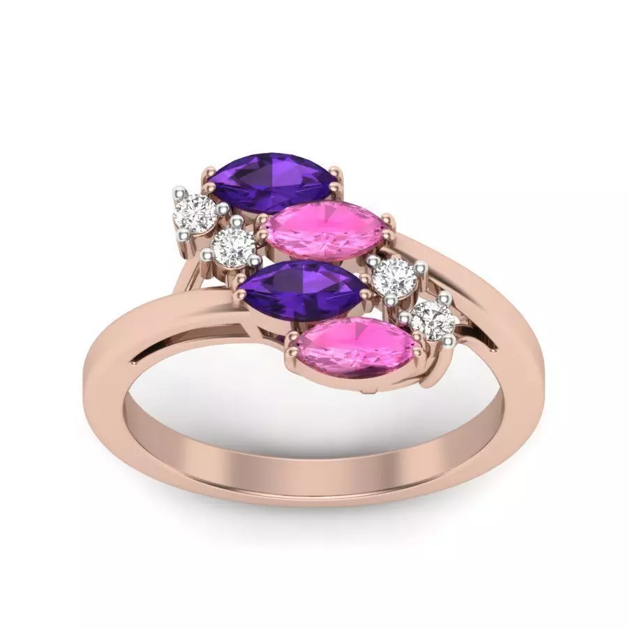 Solitaire Wedding Engagement Marquise Stone Ring 3D print model_0