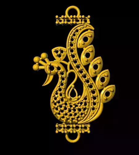 Sidepiece gold peacock pendant