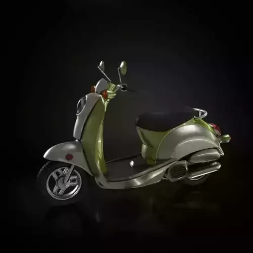 Sleek Green And Silver Motorbike